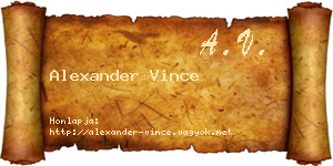 Alexander Vince névjegykártya